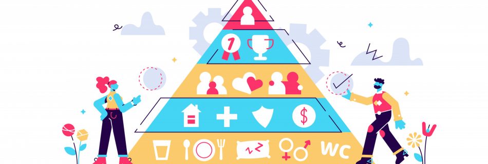 Illustration des besoins de base. petit concept de personne de hiérarchie Maslows.