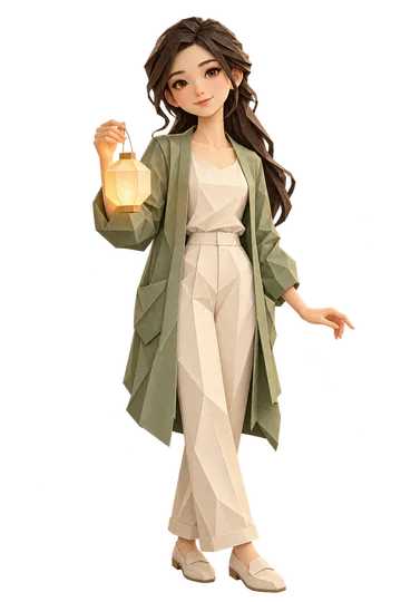 Papercraft INFJ character with a lantern.